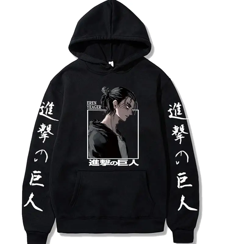 Attack on Titan Eren Yeager Anime Hoodie Men Women Streetwear Hip Hop Unisex Sweatshirt Harajuku Oversized Hoody Tops