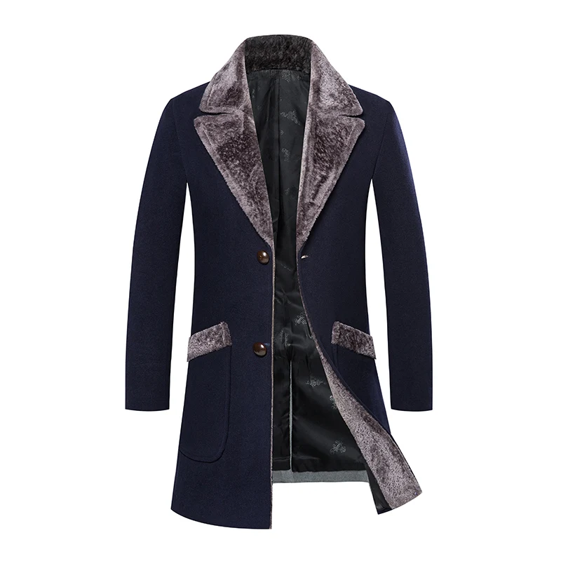 Мужская длинная ветрозащитная куртка, модный Тренч, Классическая шерсть, длина до колена, теплый зимний длинный Мужской приталенный плащ 5XL 4XL