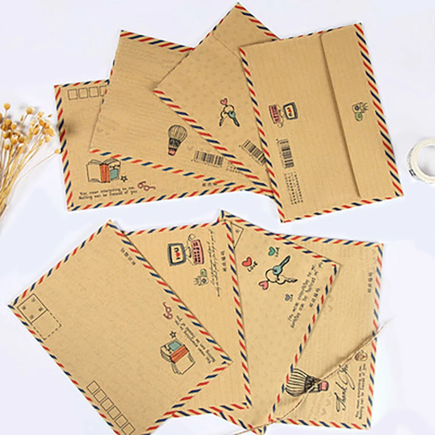 

10pcs/lot Vintage Envelope Kraft Paper Envelope Postcard Storage Paper Bag For Greeting Cards School Office Gifts Stationery