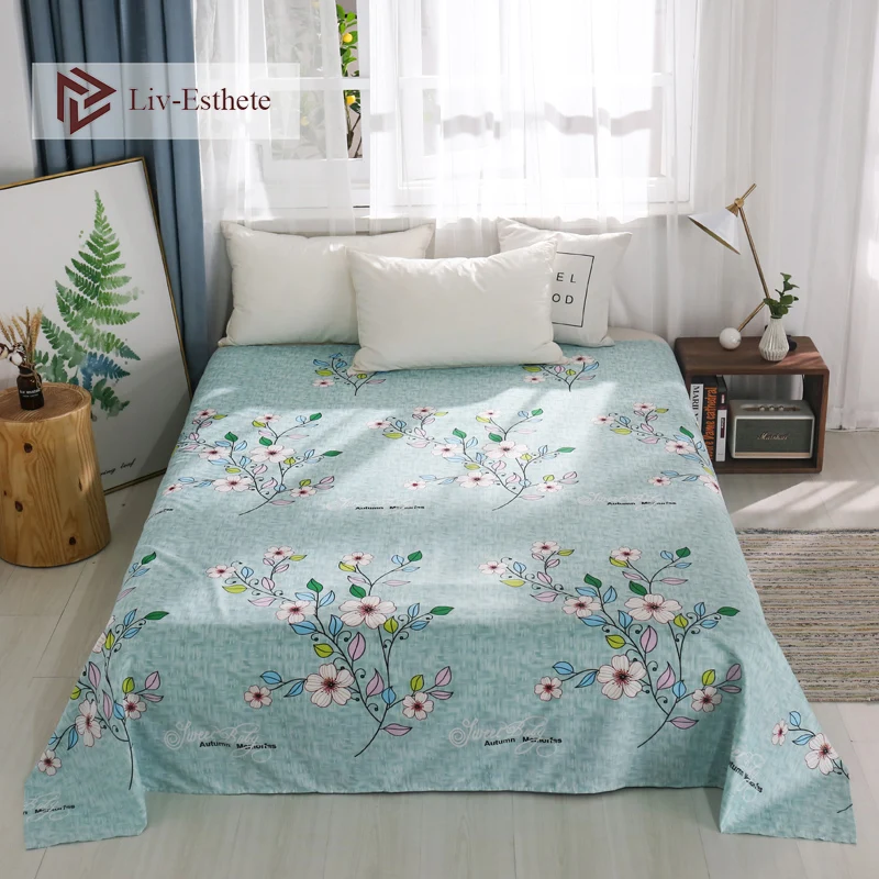 

Liv-Esthete Pastoral Flower Flat Sheet Printed Bed Sheet For Single Double Queen King Bed Cover Bed Linen For Children Adults