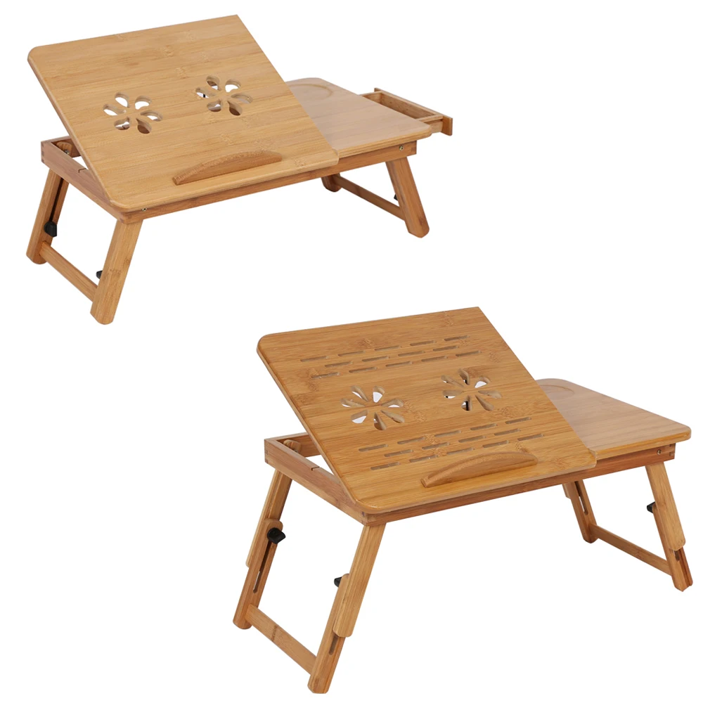 1 шт. регулируемая бамбуковая настольная полка для кровати ноутбука подставка с