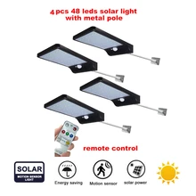 2/4pcs Solar Wall Lights Outdoor Waterproof Security 48 LED Solar Powered Motion Sensor Wall Lamp with Mounting Pole For Garden 2/4pcs Solar Wall Lights Outdoor Waterproof Security 48 LED Solar Powered Motion Sensor Wall Lamp with Mounting Pole For Garden