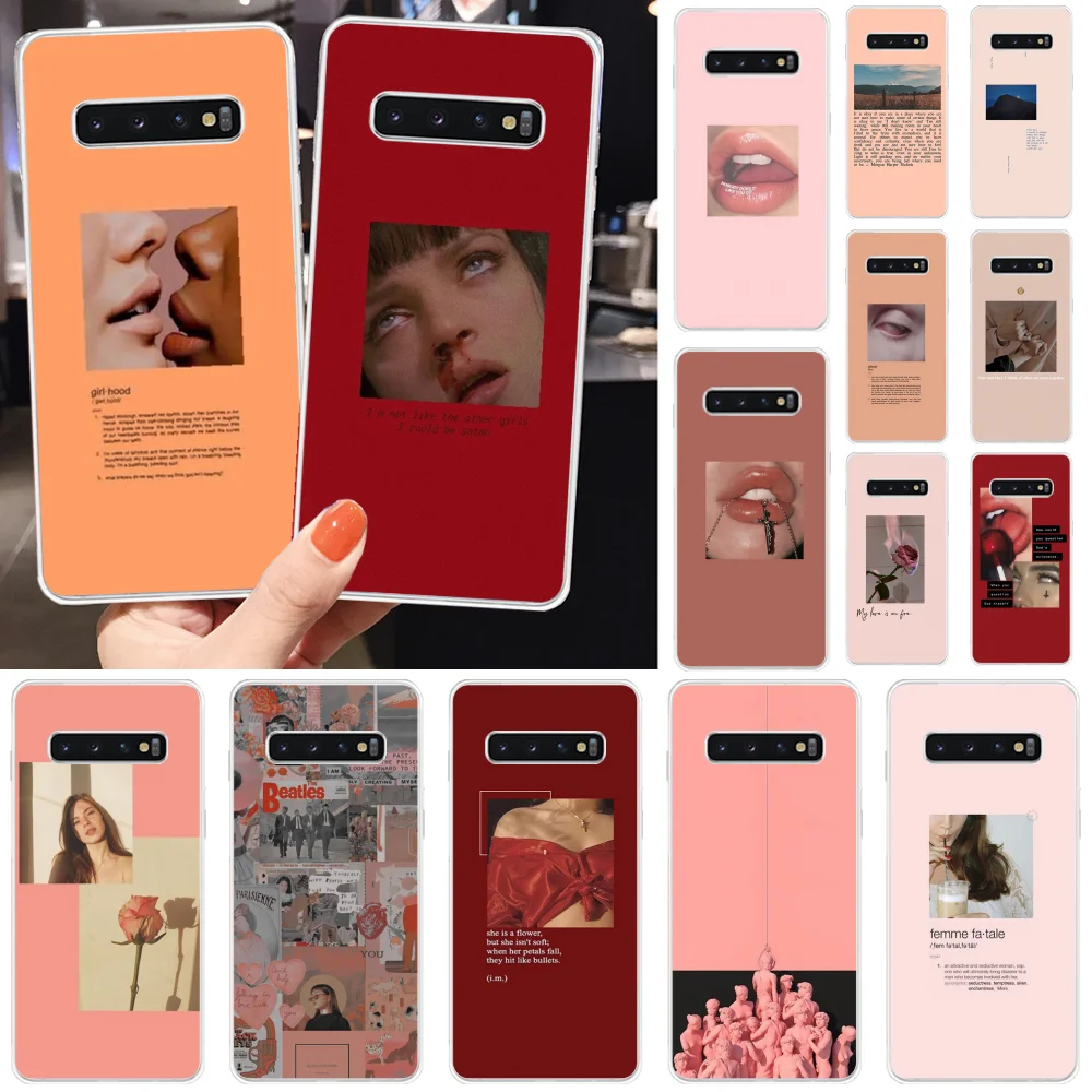 Pink Aesthetics songs lyrics Aesthetic Colorful Cute Phone Case for Samsung S10 Plus S9 S8 S8plus S7 S6 Mobile Cases | Мобильные