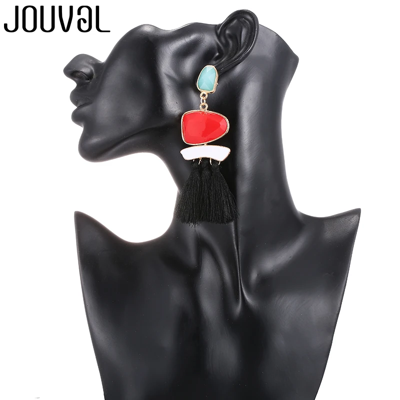 Женские массивные серьги JOUVAL модные геометрические длинные висячие с бахромой