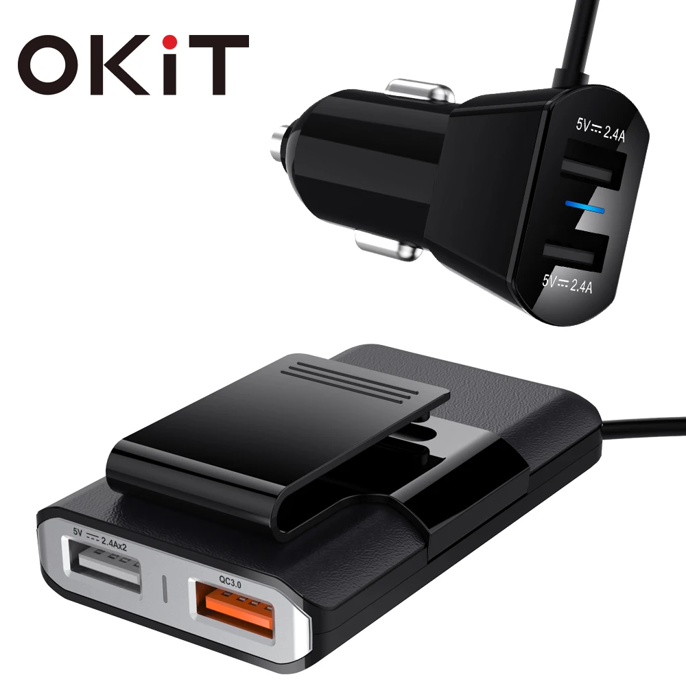 

54W 10A Front / Back Seat 4 Port USB Quick Charge 3.0 Car Charger For iPhone Huawei Fast Phone Charger For Xiaomi Samsung Charge