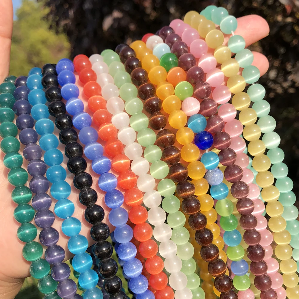 Perline In Pietra Naturale Opale Rotonde 14 Mm - Filo Da 39,4 Cm Per Creazione Gioielli Fai Da Te