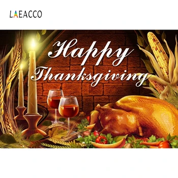 

Laeacco Thanksgiving Party Photography Backgrounds Customized Turkey Poster Decor Portrait Photographic Backdrops Photo Studio