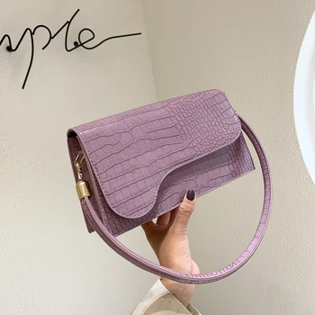 

Small PU Leather Crossbody Bags for Women 2020 Shoulder Handbags Female Simple Travel Armpit Bag Crocodile Pattern