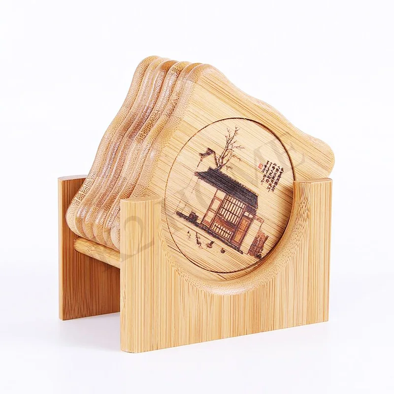 Home Drink Coaster Chinese Bamboo Table Mat Drink Placemats Square Placemat Coasters for Dining Table 6-Pack Home Drink Coasters - Цвет: House of bamboo
