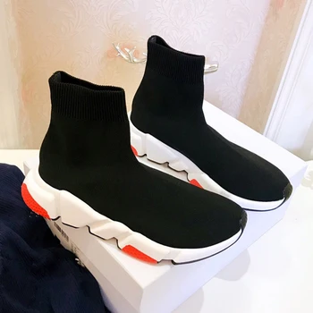 

Brand designer women's shoes couple fashion stretch knit shoes casual muffin shoes men ladies socks walking shoes 35-45