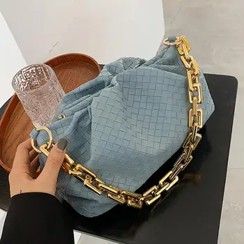

Thick Chain Armpit bag 2020 Fashion New High quality PU Leather Women's Designer Handbag High capacity Weave Shoulder Bags