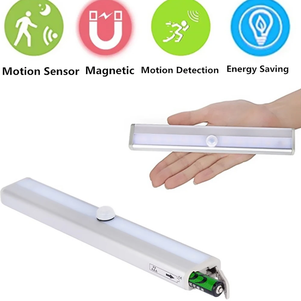 Wireless LED Under Cabinet Light PIR Motion Sensor Closet Lamp 10LEDs for Wardrobe Cupboard Kitchen Lighting Led Night Light 5