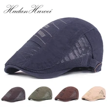 Летняя унисекс вышивка письмо шапка с сеткой мужские и женские сетчатые береты дышащая Кепка Newsboy Повседневная плоская вождения Гольф кепи в таксистском стиле
