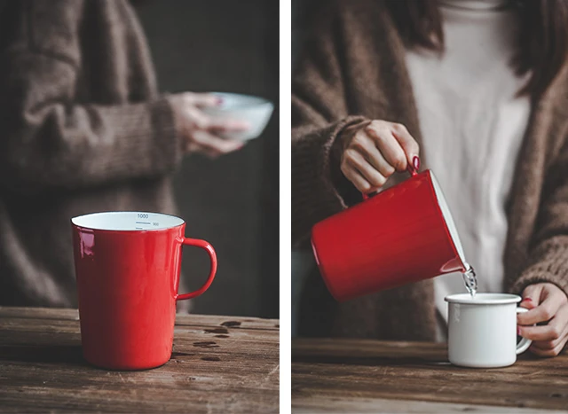 Фарфор в японском стиле эмаль мерный стакан молока кофе прохладной воды чашки чая пива большая кружка 1000cc дома керамическая кружка для завтрака