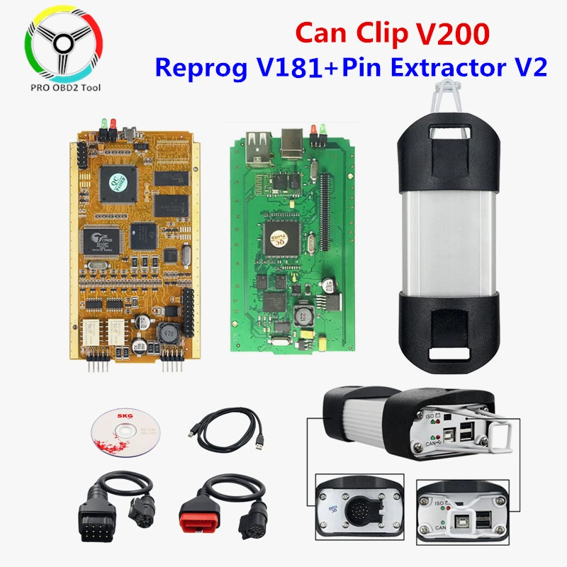 Инструмент для диагностики Renault Can Clip V200 + Reprog V181 AN2131QC Gold PCB V200|Считыватели кодов и