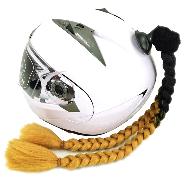 Helmet Ponytail Dual Pigtails Twist Braids Hair With Sucker Bow For Motorcycle Bike Motorbike Motocross Off Road Bicycle Cycling Bikers Riders