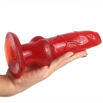FAAK 2021 New Knot Dildo Transparent Wine Red Animal Dog Penis Female Masturbator Sex Toys For Anal Stimulate Erotic Products 6