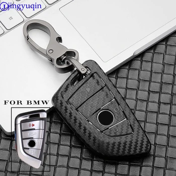 

jingyuqin Car Key Case Cover Carbon Fiber For BMW X1 X3 X5 X6 /1 2 5 7 F15 F16 E53 E70 E39 F10 F30 G30 Fob Shell Protecor