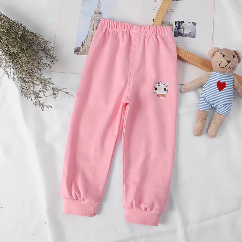 Long Pants Children's Clothes Pure Color Cartoon Kids Trousers Autumn Boys Casual Sweatpants Fashion Brand Baby Girl Pants