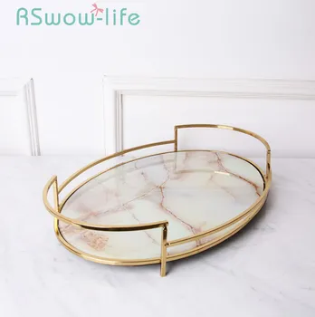 

46.2*31.2*7.9cm Storage Tray Light Luxury Mirror Metal Trays Home Accessories Decoration Trays Serving Tray For Kitchen Storage