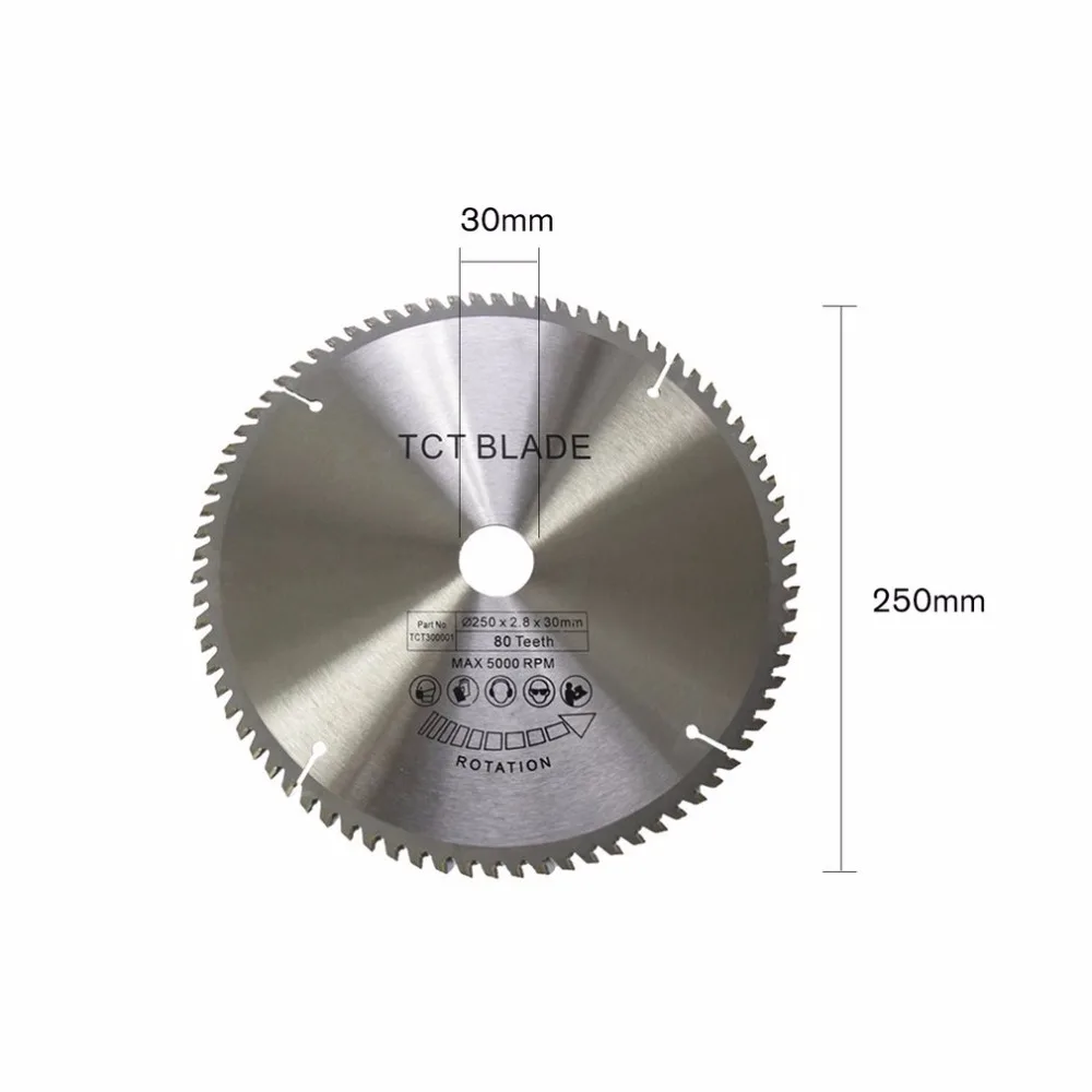 TCT Circular Saw Blade Wheel Discs TCT Alloy Woodworking Multifunctional Saw Blade For Wood Cutting 250x30MM 80 Teeth