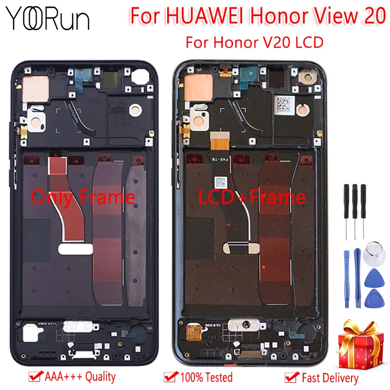 6," Средняя рамка для Honor View 20 lcd кодирующий преобразователь сенсорного экрана в сборе Замена Бесплатные инструменты для Honor V20 lcd дисплей PCT-L29