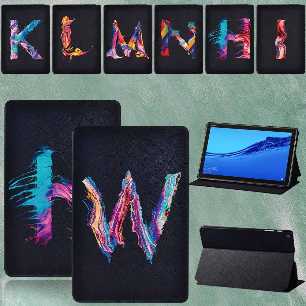 

Case for Huawei MediaPad M5 10.8" Tablet Case for MediaPad M5 Lite 10.1" PU Leather Color Letter Pattern Cover + Free Stylus