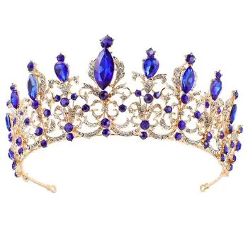 

1Pc Blue Rhinestones Wedding Pageant Delicate Alloy Baroque Crown