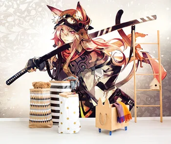 

[Self-Adhesive] 3D Fox Girl Holding A Sword 568974 Japan Anime Wall Paper mural Wall Print Decal Wall Murals