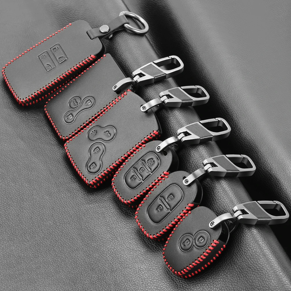 100% leather car key case cover for Renault Clio Dacia Logan Sandero Megane Modus Espace Kangoo keychain Remote control | Автомобили и