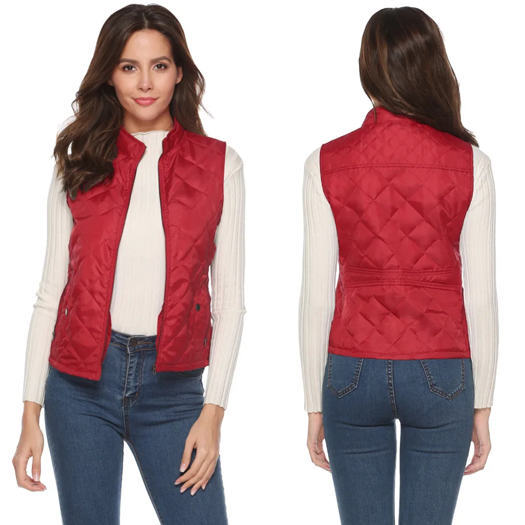 Jaycosin 2019 Winter Warm Casual Leisure Waistcoat Coat Women Thick Solid Color Jackets Comfortable Sleeveless Jacket Coat 31#4