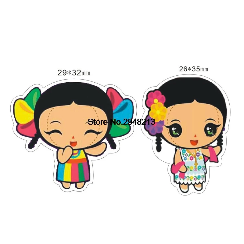 

50pcs Mexico Cartoon Little Girl Flatback Resin Planar Cabochon for DIY Craft Embellishments RET1554