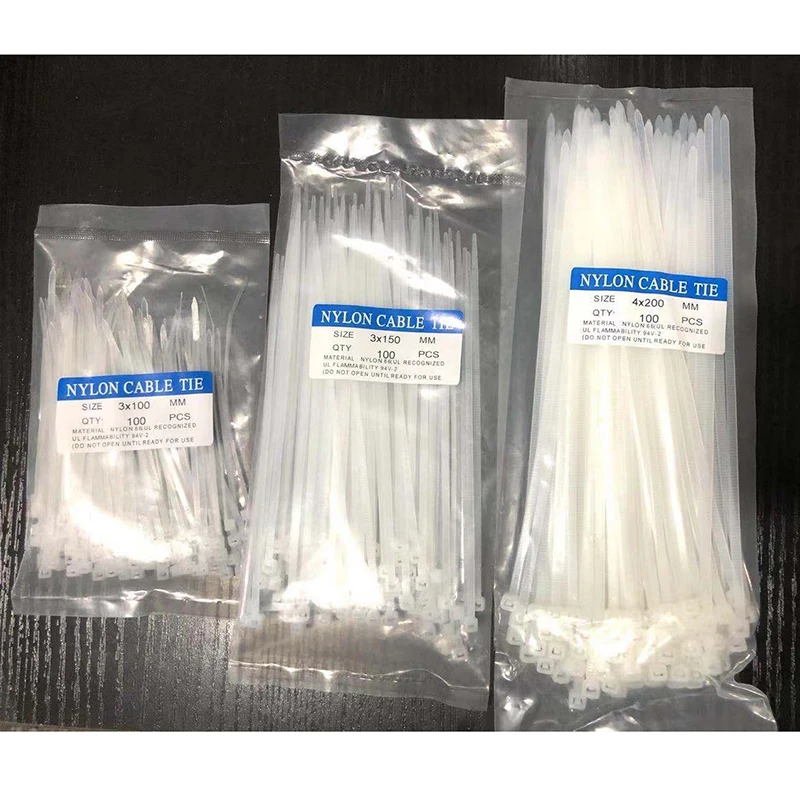 300 Pcs Nylon Cable Self locking Plastic Wire Zip Ties Set 3*100 3*150