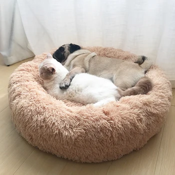 

Warm Fleece Dog Bed Round Pet Lounger Cushion For Small Medium Large Dogs Cat Winter Dog Kennel Puppy Mat Pet Bed