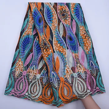 

Latest African Guipure Cord Wax Lace Fabric High Quality Nigerian Water Soluble Cord Wax Lace Fabric With Stones For Dress F1779