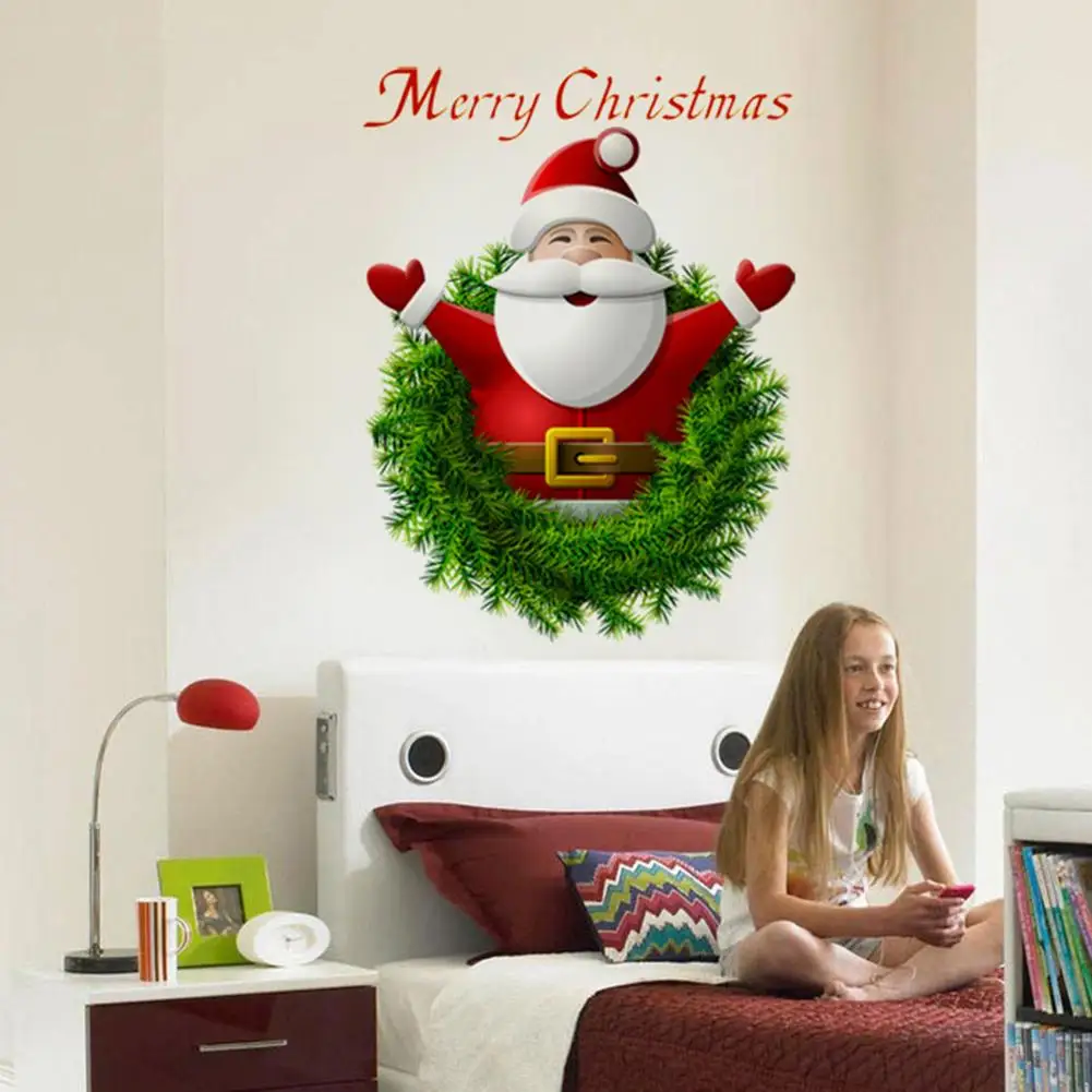 1pc Christmas Will Sticker Removable Snowman Santa Vinyl Wall Stickers Home Shop Door Glass Window Decal Decor Adornos de Navida