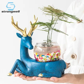

Strongwell Nordic Fawn Glass Vase Deer Figurines Hydroponic Ware Flower Vase Desktop Fish Tank Home Decoration Cute Gift