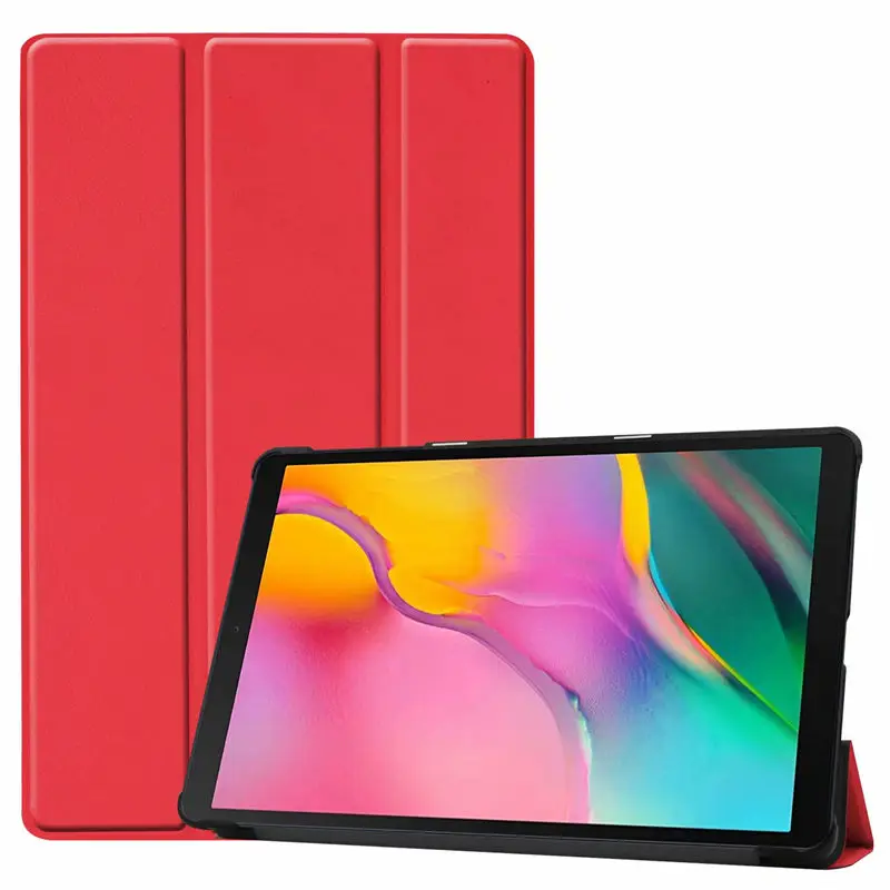 Ультра тонкий 3-складной Умный Магнитный чехол для Samsung Galaxy Tab A 10,1 T510 SM-T510 SM-T515 10,1 дюймов силиконовые футляры для планшетных телефонов - Цвет: Red