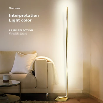 

New Led Floor Lamp Modern Standing Lamp for Living Room Floor Light Bedroom Bedside Lamp Industrial Decor Golden Stand Light