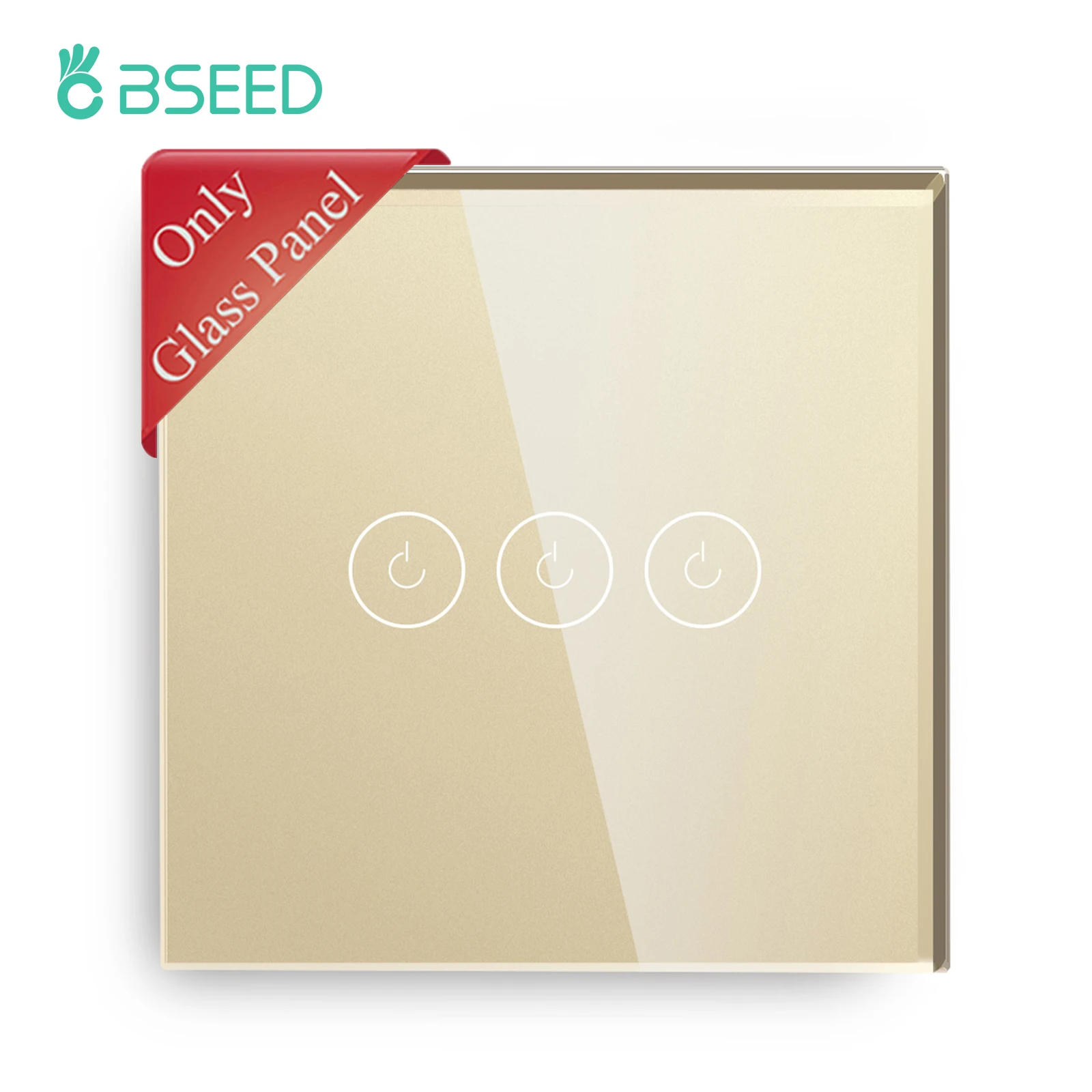 BSEED EU 표준 86mm 크리스탈 유리 패널(금속 프레임 포함) 화이트 블랙 Gloden Pearl 크리스탈 유리 1/2/3Gang 전용 패널