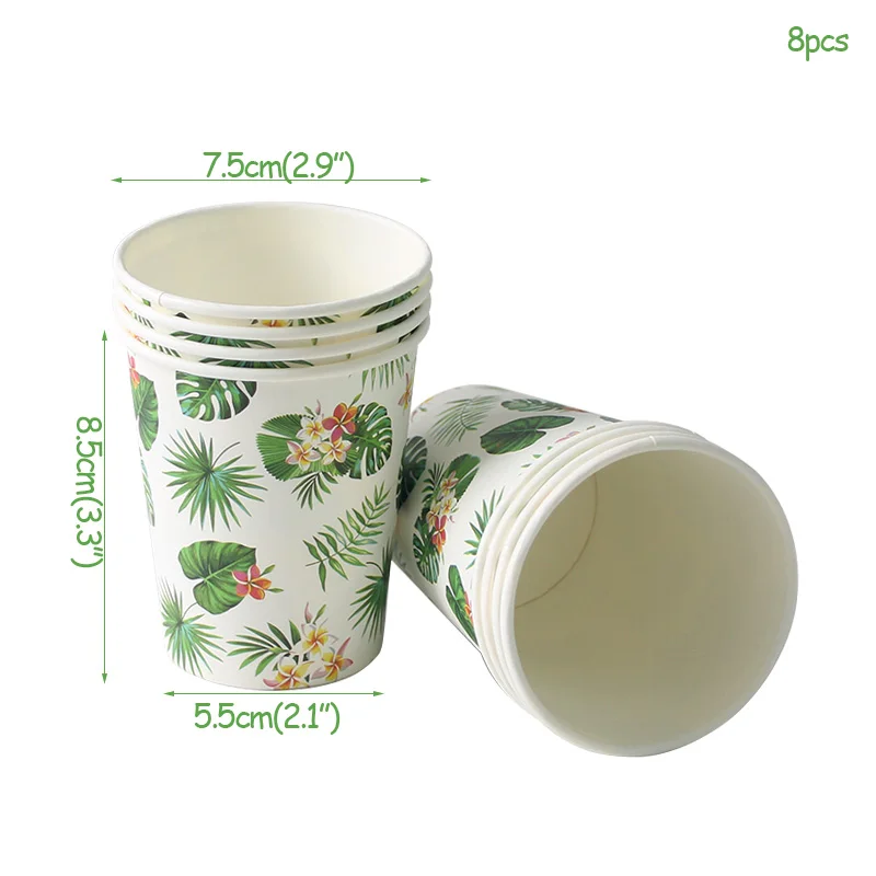 8pcs paper cup 1 комплект светодиодный светильник «Фламинго», вечерние одноразовые столовые приборы «Фламинго», для дня рождения, свадьбы, украшения, Гавайские вечерние принадлежности - Цвет: 8pcs paper cup