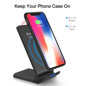

Qi Wireless Charger Stand for iPhone Samsung Fast Wireless Charging Station Phone Charger With LED Light