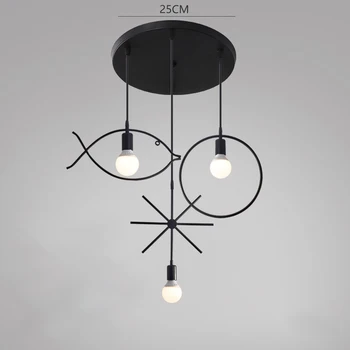 

Nordic Modern Iron Three-head Lamp Pendant Lights Dining Room Furniture Individual Dining Hall Black Lampshade
