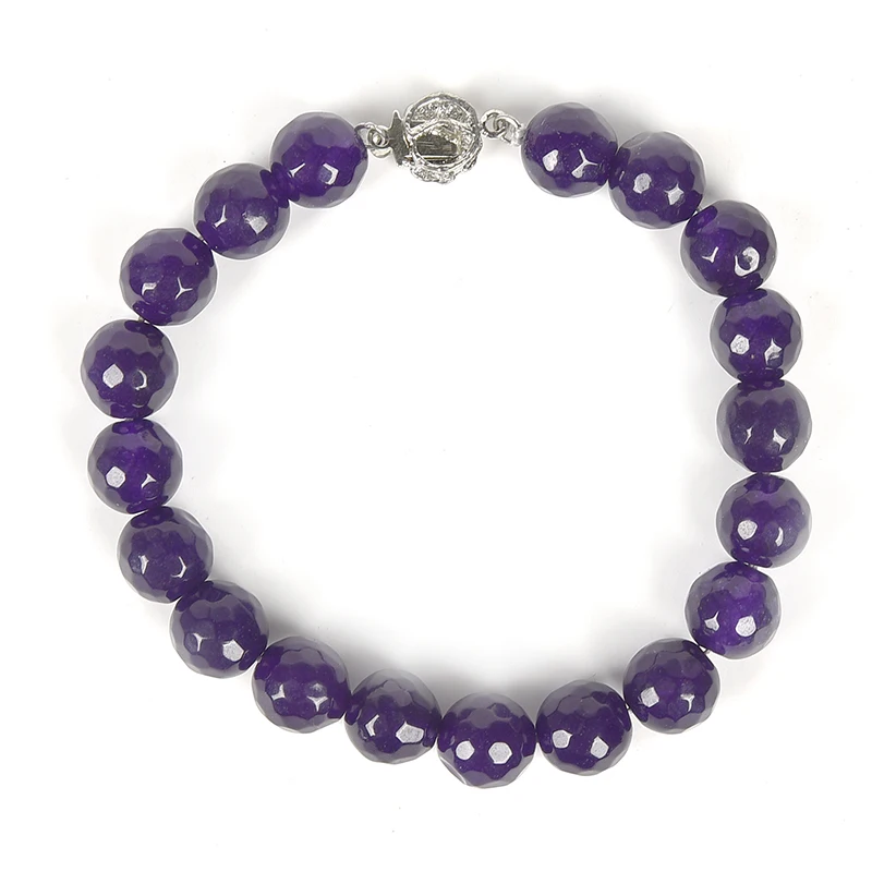 purple jade 2 Ювелирный Браслет из натурального камня смешанные цвета ювелирные изделия из халцедона простой браслет DIY Бисер для мужчин и женщин очаровательный браслет - Окраска металла: purple jade 2