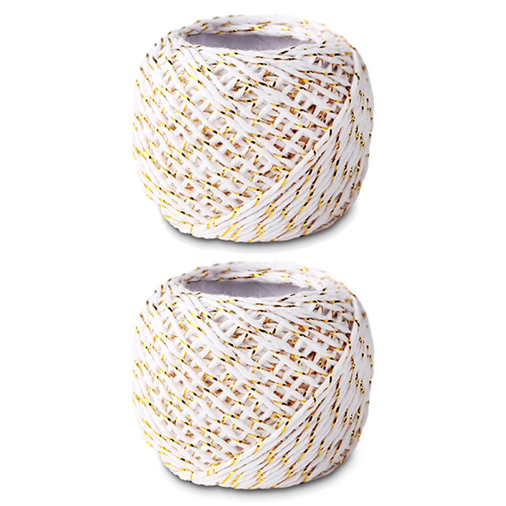 Золотой DIY Twisted Cords Gift Packaging Accessories Packing Decor Wedding Party Packaging Double Color Cotton Bakers Twine Rope 18m - Цвет: Золотой