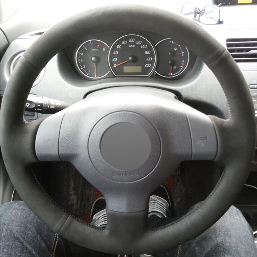 Черный замшевый чехол рулевого колеса автомобиля для Suzuki SX4 2006-2013 Swift 2005-2011 Splash Alto 2007- Opel Agila Vauxhall Agila
