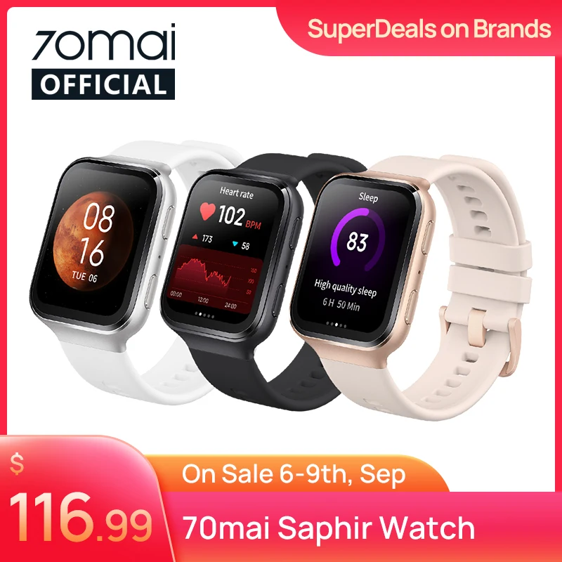 Смарт-часы 70mai Sapphire 2020 Bluetooth GPS пульсометр уведомления о звонках | Электроника