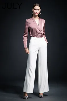 

Female temperament ladies fashion casual shirt white wide-leg pants suit high-end suit workwear s-3xl