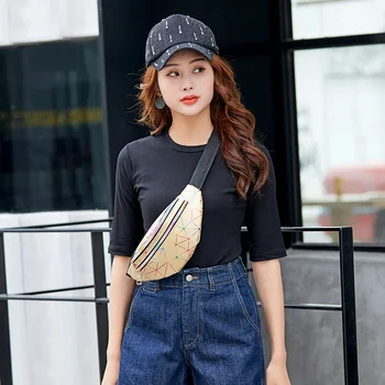 

Casual Leather Chest Bags Pouch Wallet sports outdoor pockets Women Geometric Pattern Waist Sports Messenger Packs