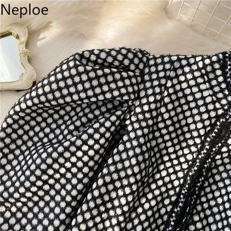 Neploe ретро небольшой аромат дизайн блузка Женская О-образный вырез пышная длинный рукав точка Blusas Осень Весна Новая тонкая рубашка 48045